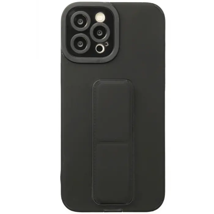 Lopard İphone 12 Pro Kılıf Mega Standlı Silikon - Siyah