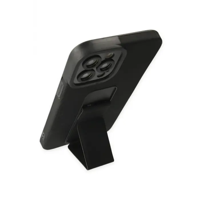 Lopard İphone 12 Pro Kılıf Mega Standlı Silikon - Siyah