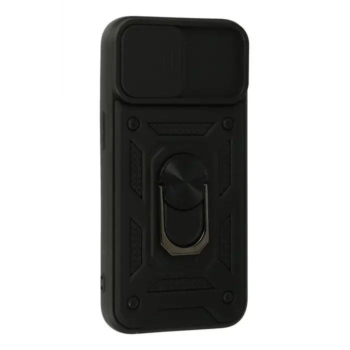 Lopard İphone 13 Kılıf Pars Lens Yüzüklü Silikon - Siyah