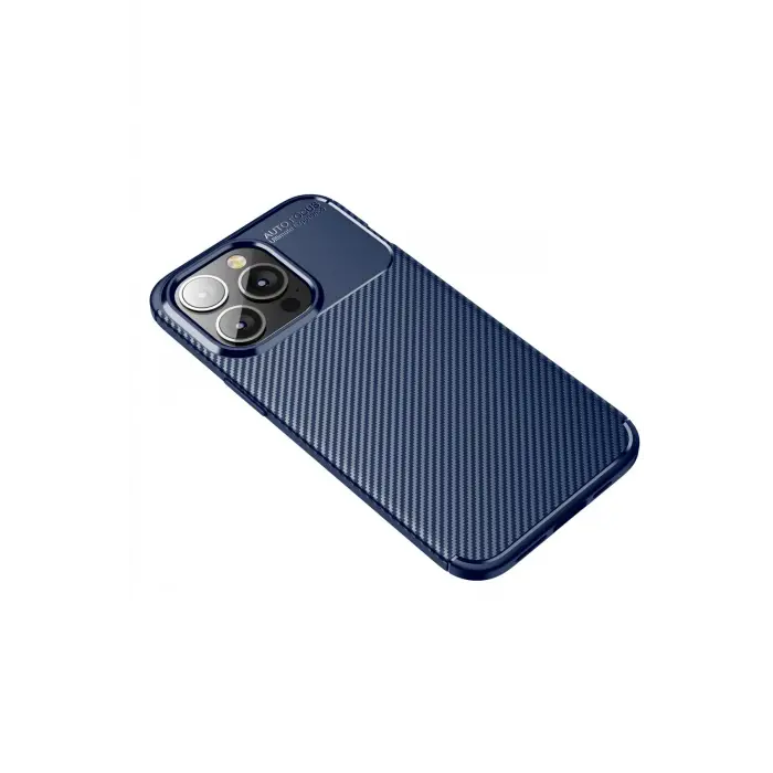 Lopard İphone 13 Pro Kılıf Auto Focus Karbon Kapak - Lacivert