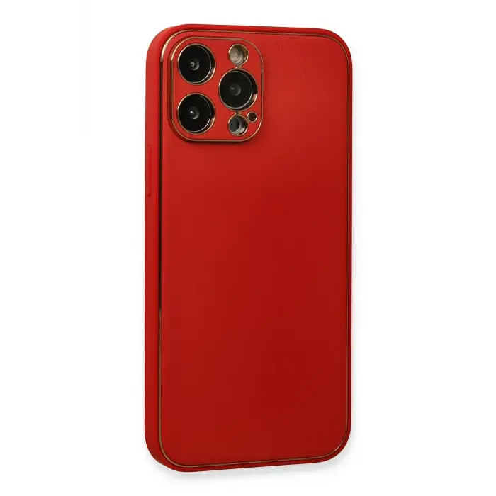 Lopard İphone 13 Pro Kılıf Coco Deri Silikon Kapak - Kırmızı