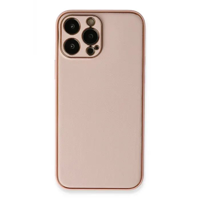 Lopard İphone 13 Pro Kılıf Coco Deri Silikon Kapak - Pembe