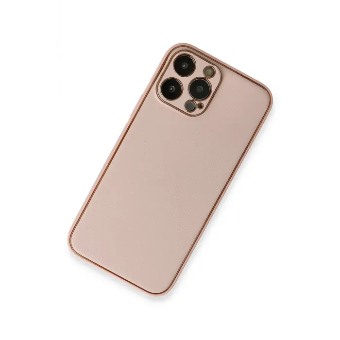 Lopard İphone 13 Pro Kılıf Coco Deri Silikon Kapak - Pembe