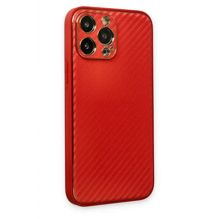 Lopard İphone 13 Pro Kılıf Coco Karbon Silikon - Kırmızı