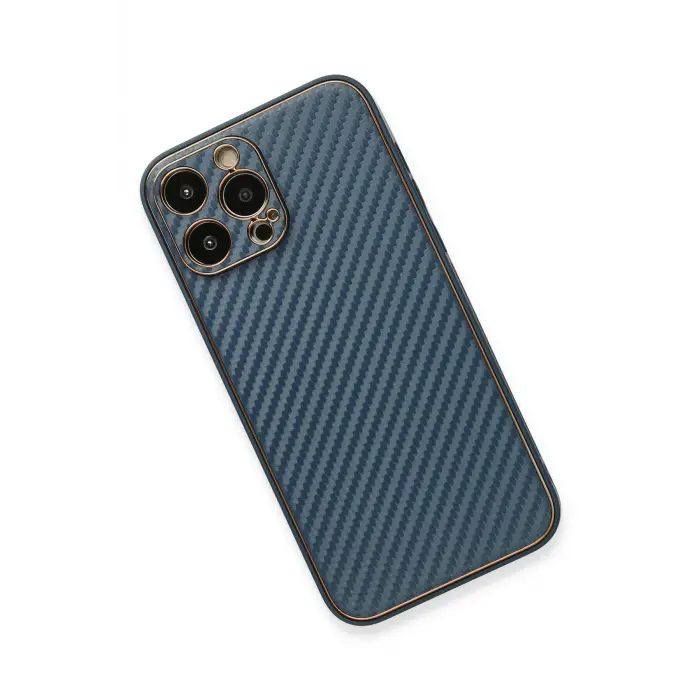 Lopard İphone 13 Pro Kılıf Coco Karbon Silikon - Mavi