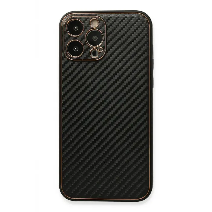 Lopard İphone 13 Pro Kılıf Coco Karbon Silikon - Siyah