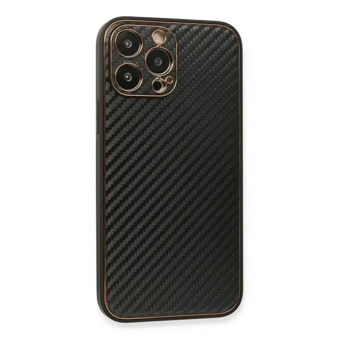 Lopard İphone 13 Pro Kılıf Coco Karbon Silikon - Siyah