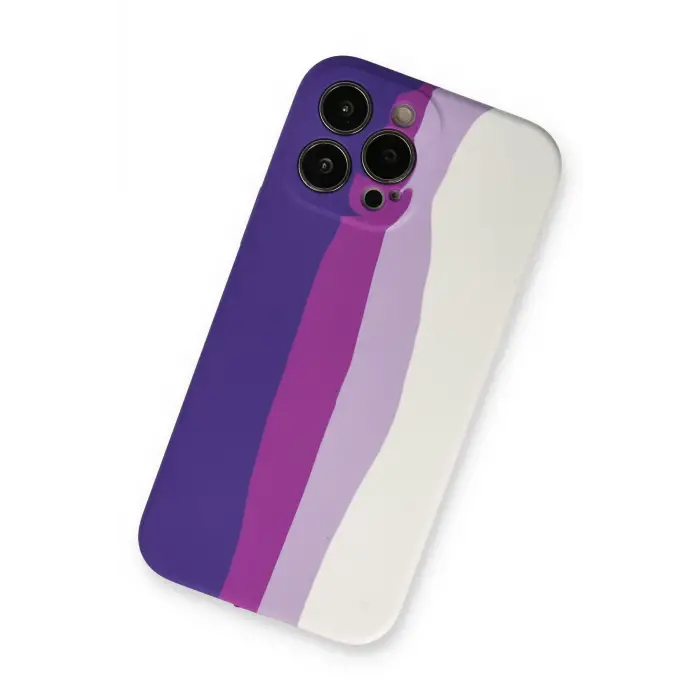 Lopard İphone 13 Pro Kılıf Ebruli Lansman Silikon - Mor-beyaz