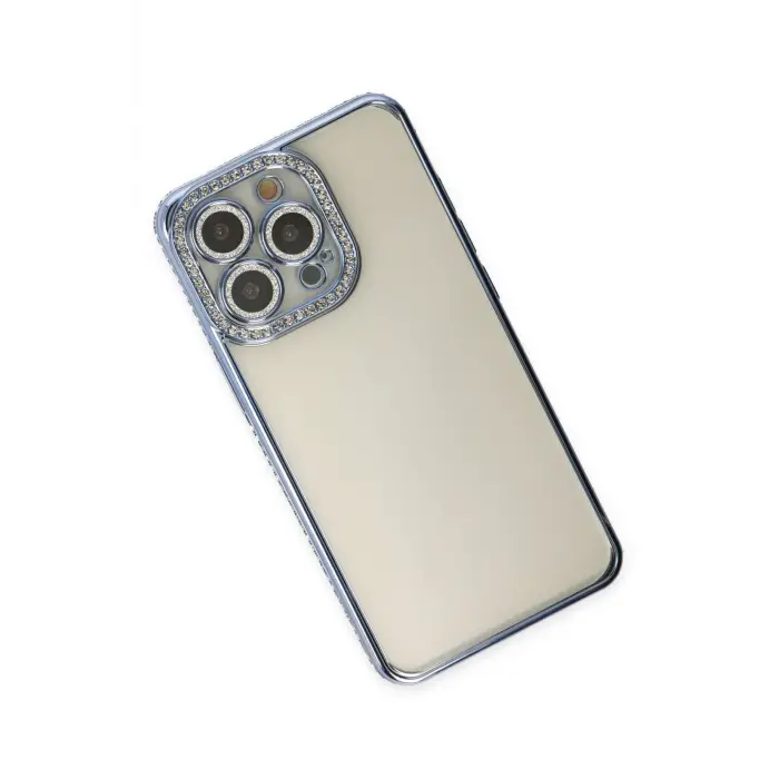 Lopard İphone 13 Pro Kılıf Joke Taşlı Silikon - Mavi