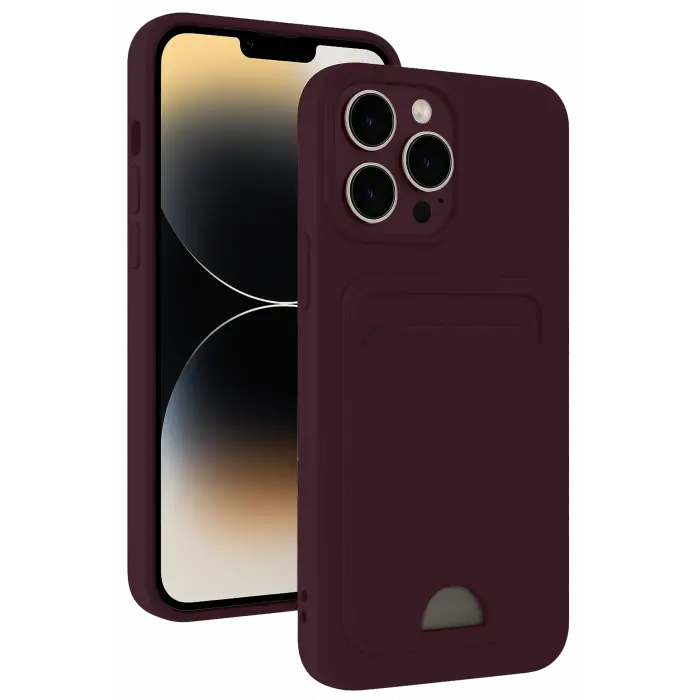 Lopard İphone 13 Pro Kılıf Kelvin Kartvizitli Silikon - Derin Mor