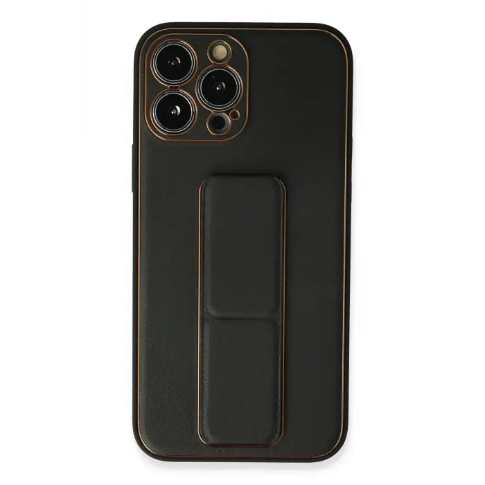 Lopard İphone 13 Pro Max Kılıf Coco Deri Standlı Kapak - Siyah