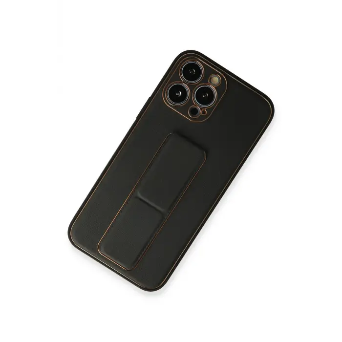 Lopard İphone 13 Pro Max Kılıf Coco Deri Standlı Kapak - Siyah