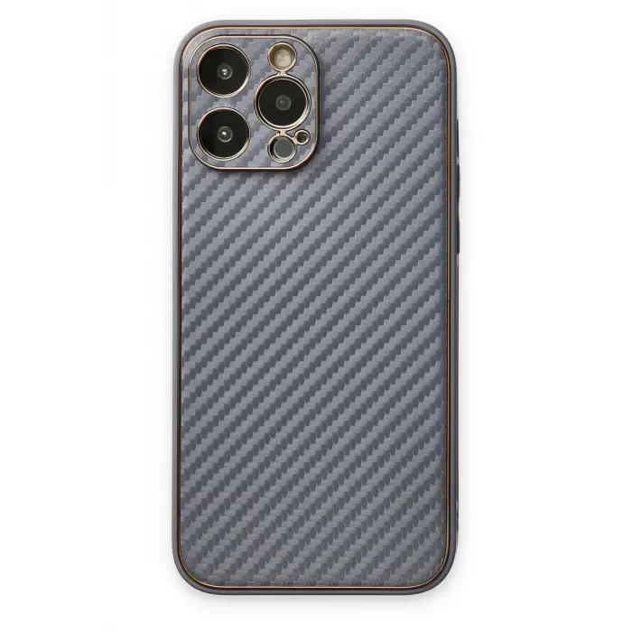 Lopard İphone 13 Pro Max Kılıf Coco Karbon Silikon - Gri