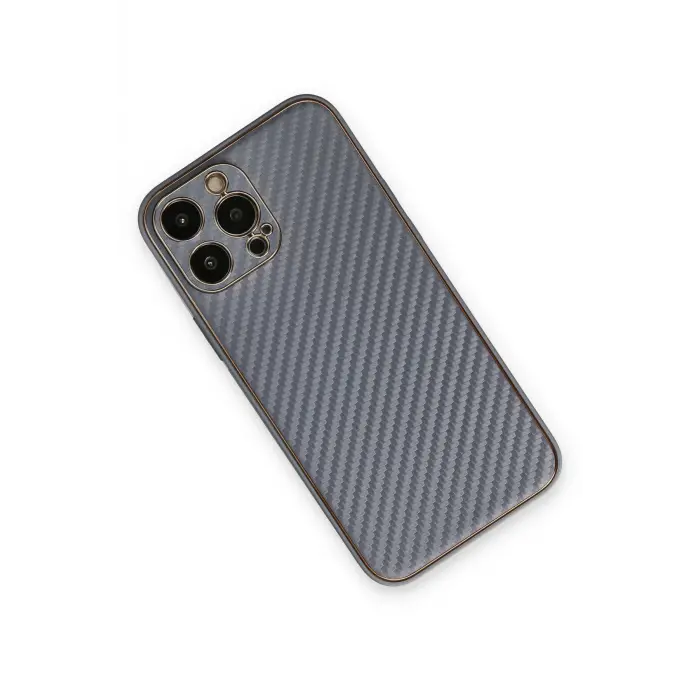Lopard İphone 13 Pro Max Kılıf Coco Karbon Silikon - Gri