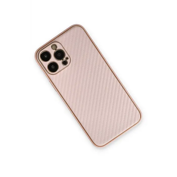 Lopard İphone 13 Pro Max Kılıf Coco Karbon Silikon - Pembe