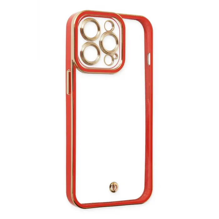 Lopard İphone 13 Pro Max Kılıf Liva Lens Silikon - Kırmızı