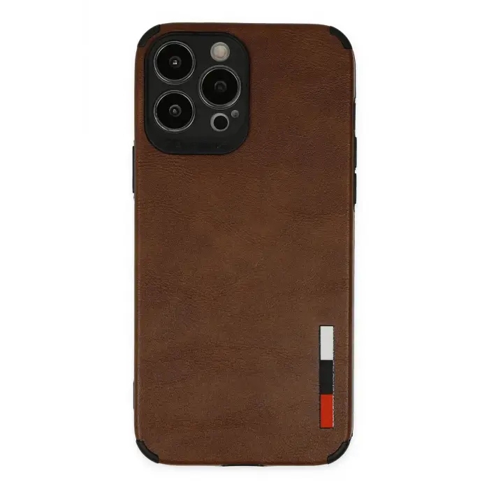 Lopard İphone 13 Pro Max Kılıf Loop Deri Silikon - Kahverengi