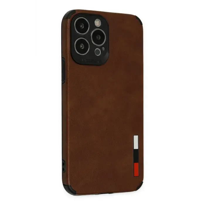Lopard İphone 13 Pro Max Kılıf Loop Deri Silikon - Kahverengi