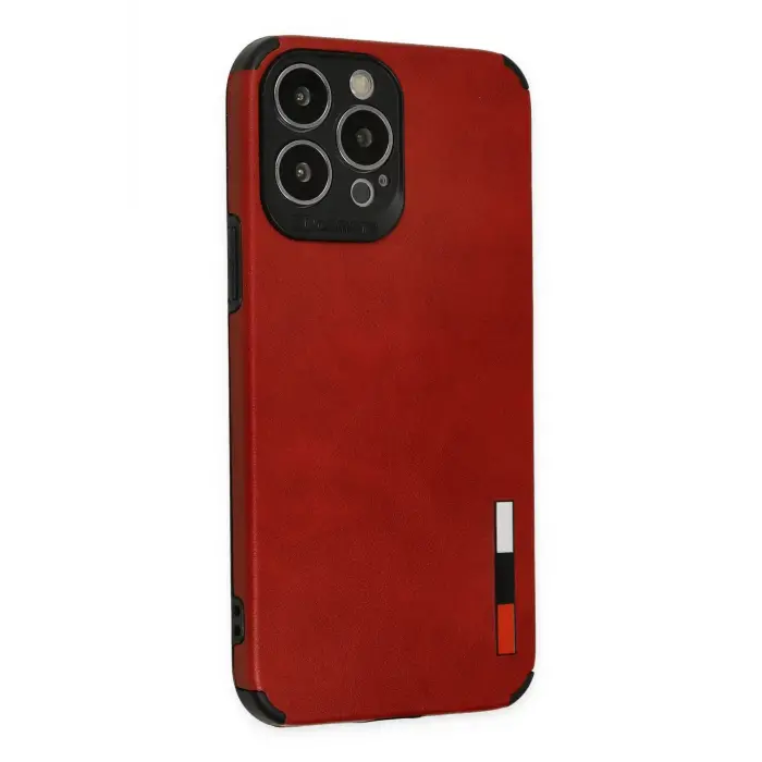 Lopard İphone 13 Pro Max Kılıf Loop Deri Silikon - Kırmızı