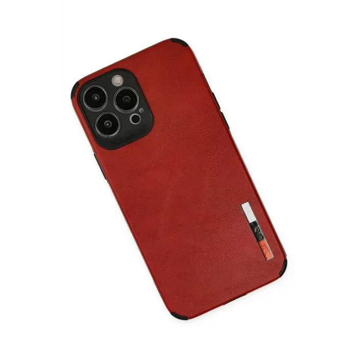 Lopard İphone 13 Pro Max Kılıf Loop Deri Silikon - Kırmızı