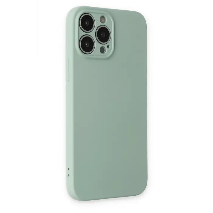 Lopard İphone 13 Pro Max Kılıf Nano İçi Kadife Silikon - Su Yeşili