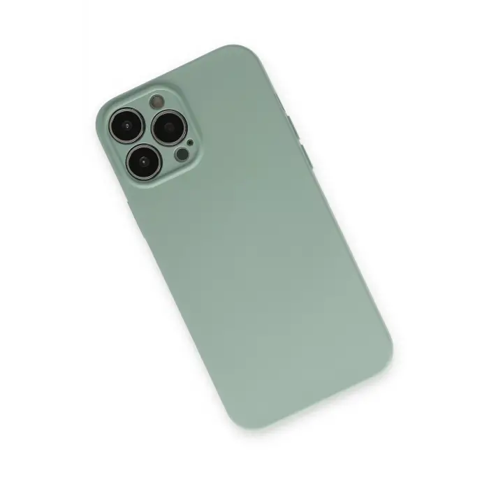 Lopard İphone 13 Pro Max Kılıf Nano İçi Kadife Silikon - Su Yeşili