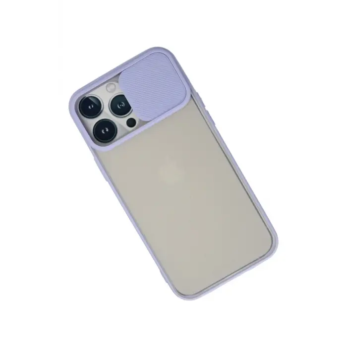Lopard İphone 13 Pro Max Kılıf Palm Buzlu Kamera Sürgülü Silikon - Lila