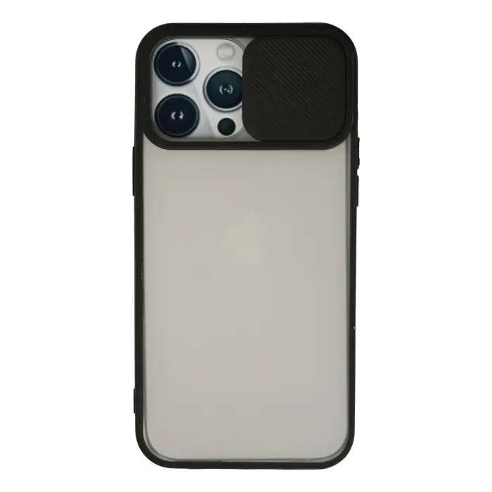 Lopard İphone 13 Pro Max Kılıf Palm Buzlu Kamera Sürgülü Silikon - Siyah