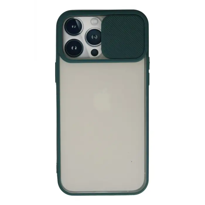 Lopard İphone 13 Pro Max Kılıf Palm Buzlu Kamera Sürgülü Silikon - Yeşil