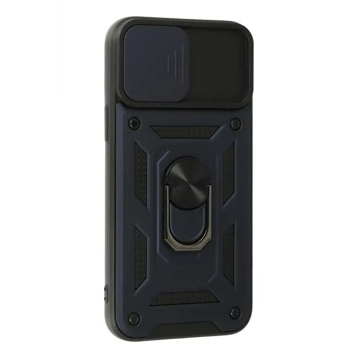 Lopard İphone 13 Pro Max Kılıf Pars Lens Yüzüklü Silikon - Lacivert