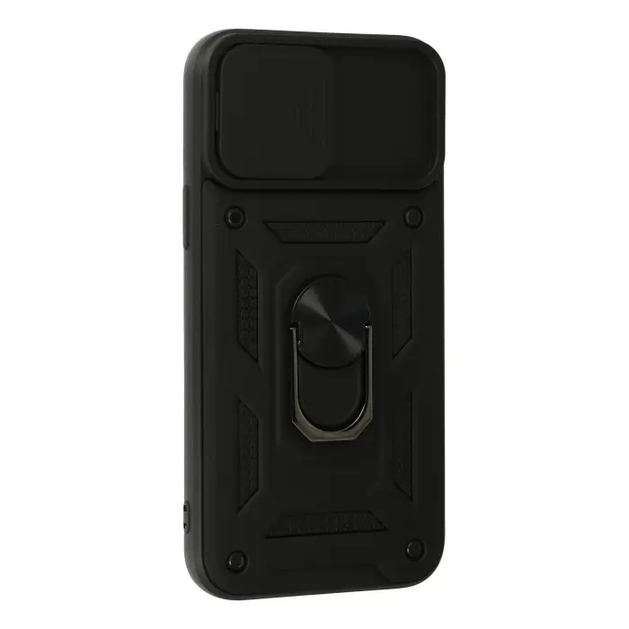 Lopard İphone 13 Pro Max Kılıf Pars Lens Yüzüklü Silikon - Siyah