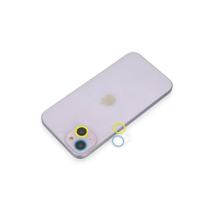 Lopard İphone 13 Renkli Kamera Lens Koruma Cam - Sarı-mavi