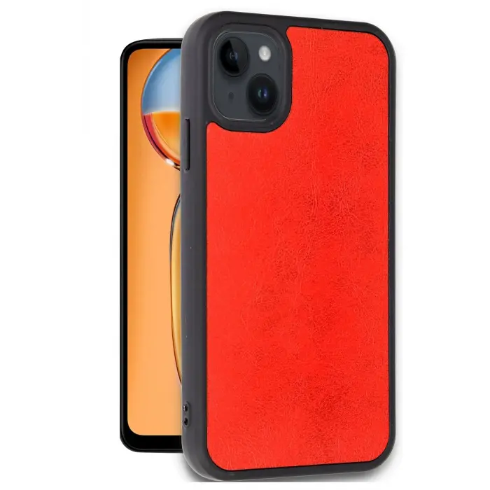 Lopard İphone 14 Kılıf Aras Deri Kapak - Kırmızı