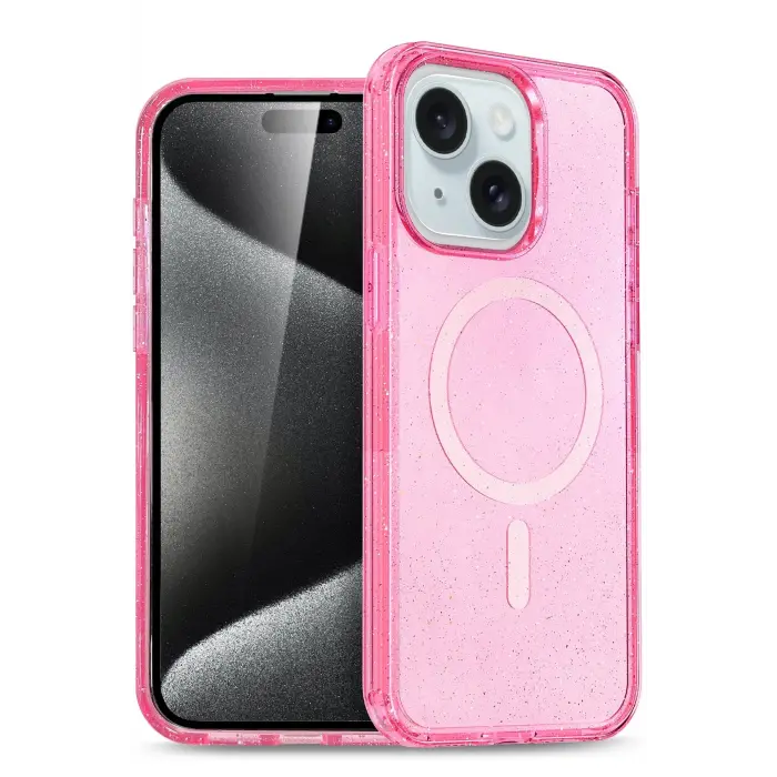 Lopard İphone 14 Kılıf Glow Magsafe Kapak - Pembe