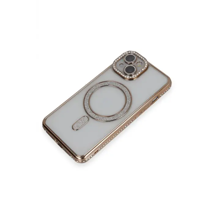 Lopard İphone 14 Kılıf Joke Simli Magneticsafe Kılıf - Gold