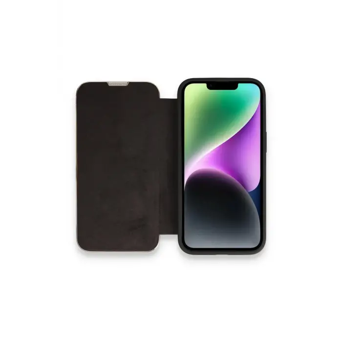 Lopard İphone 14 Pro Kılıf Dolpin Kapaklı - Siyah