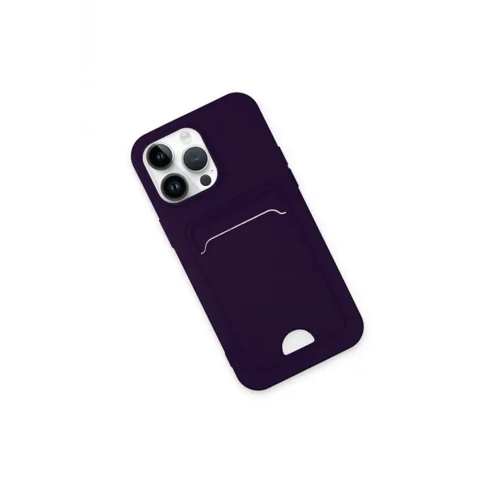 Lopard İphone 14 Pro Kılıf Kelvin Kartvizitli Silikon - Derin Mor