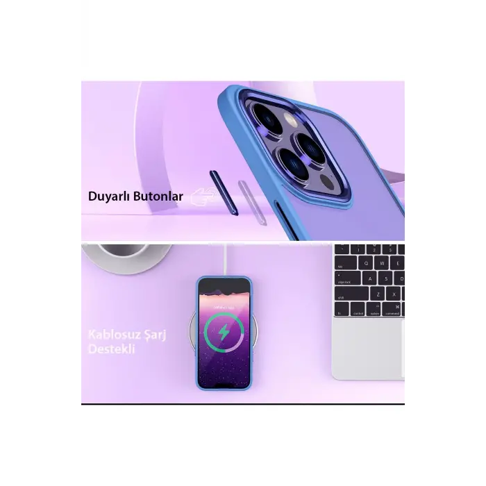 Lopard İphone 14 Pro Kılıf Power Silikon - Sierra Blue