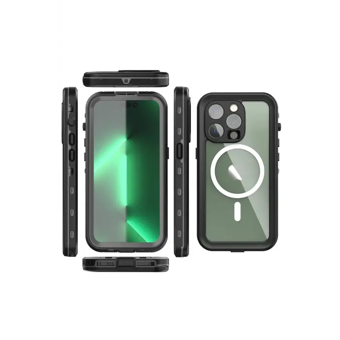 Lopard İphone 14 Pro Kılıf Red Pepper Magneticsafe Su Geçirmez Kılıf - Siyah-gri