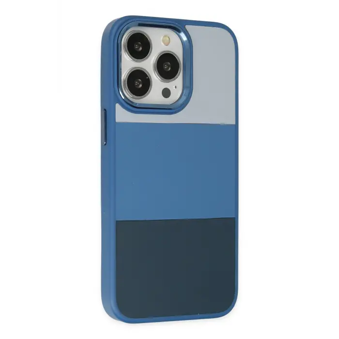 Lopard İphone 14 Pro Max Kılıf King Kapak - Açık Mavi-lacivert