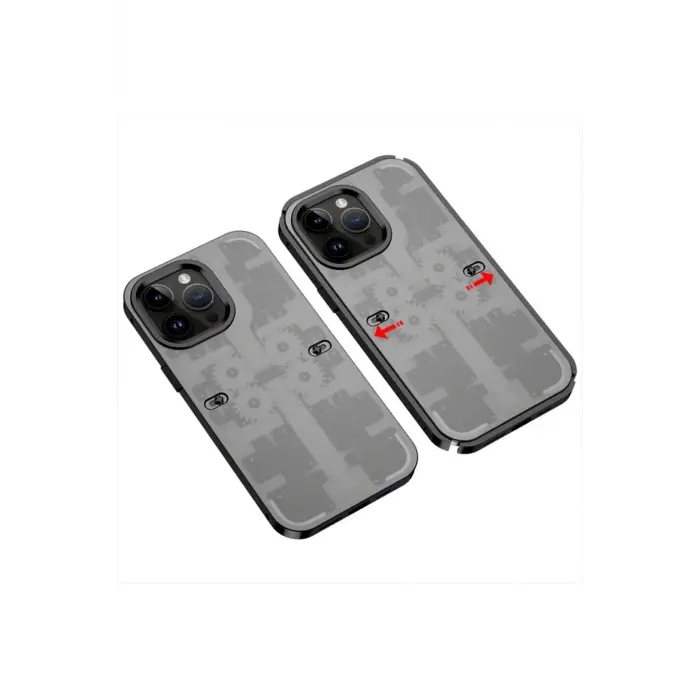 Lopard İphone 14 Pro Max Kılıf Mekanik Bumper Kapak - Siyah