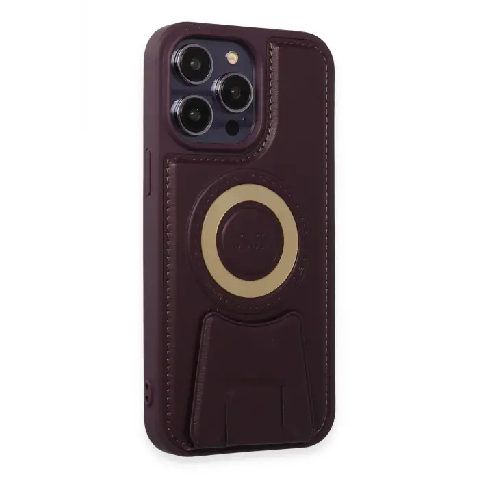 Lopard İphone 14 Pro Max Kılıf Merkür Magneticsafe Standlı Kapak - Derin Mor