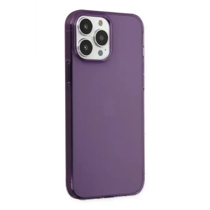 Lopard İphone 14 Pro Max Kılıf Pc Sert Şeffaf Kapak - Mor