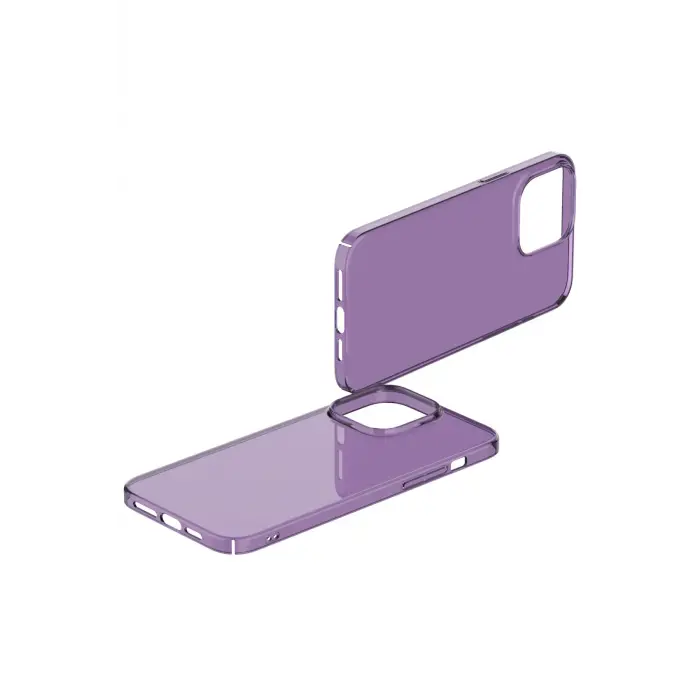 Lopard İphone 14 Pro Max Kılıf Pc Sert Şeffaf Kapak - Mor