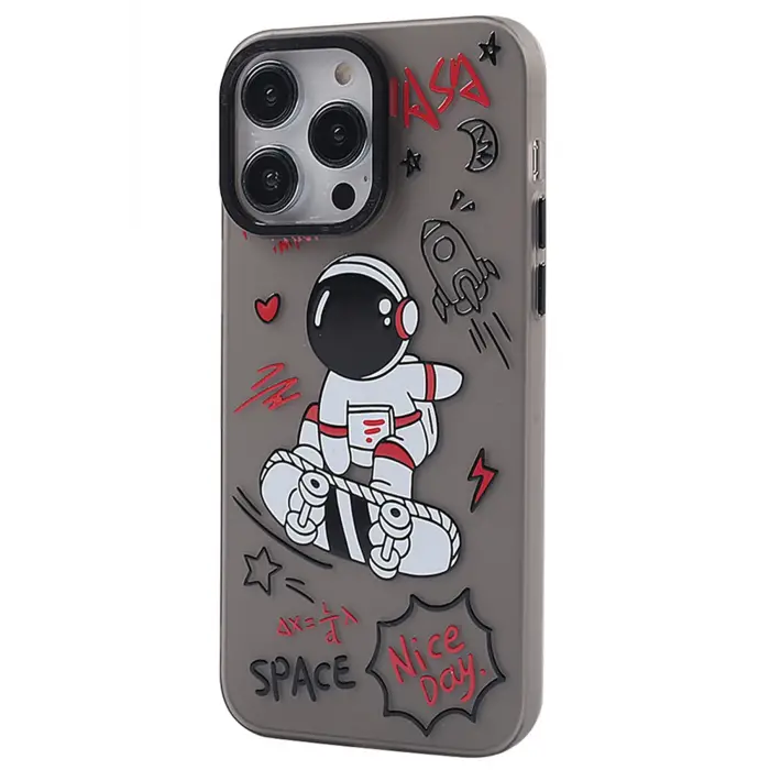 Lopard İphone 14 Pro Max Kılıf Prada Desenli Kapak - Prada Siyah - 1