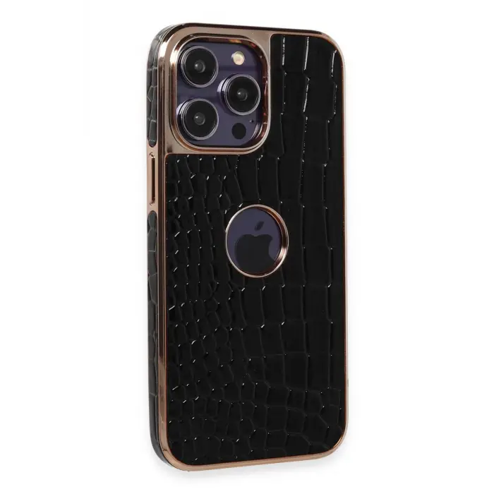 Lopard İphone 14 Pro Max Kılıf Snake Kapak - Siyah