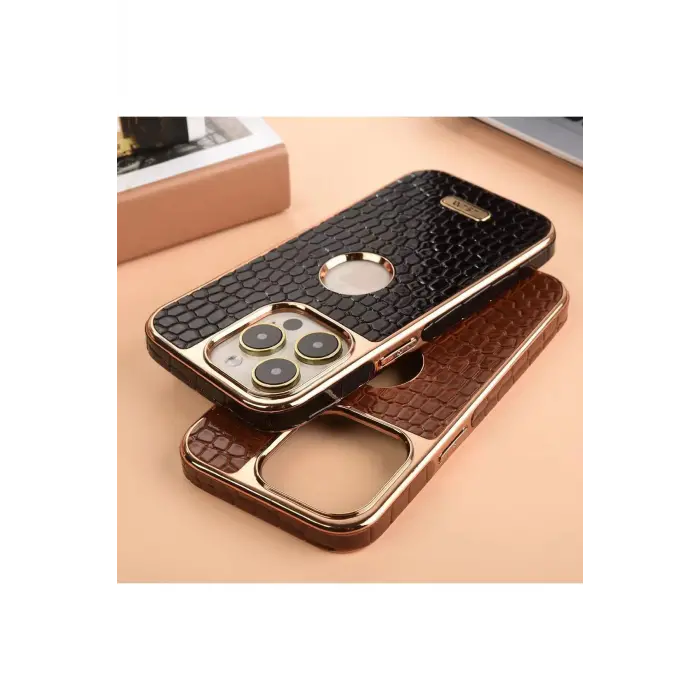 Lopard İphone 14 Pro Max Kılıf Snake Kapak - Siyah