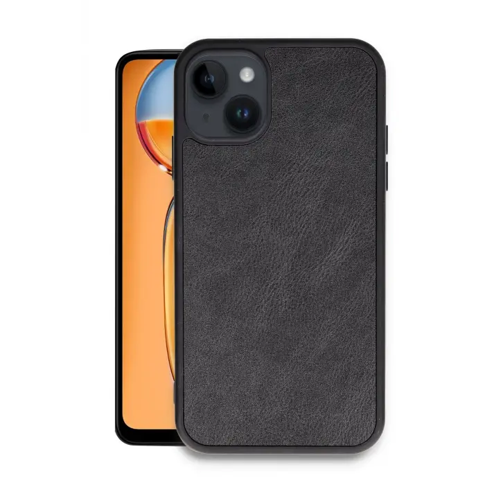 Lopard İphone 15 Kılıf Aras Deri Kapak - Siyah