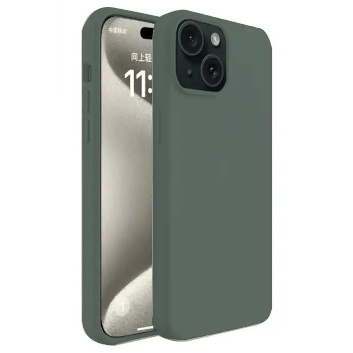 Lopard İphone 15 Kılıf First Silikon - Koyu Yeşil