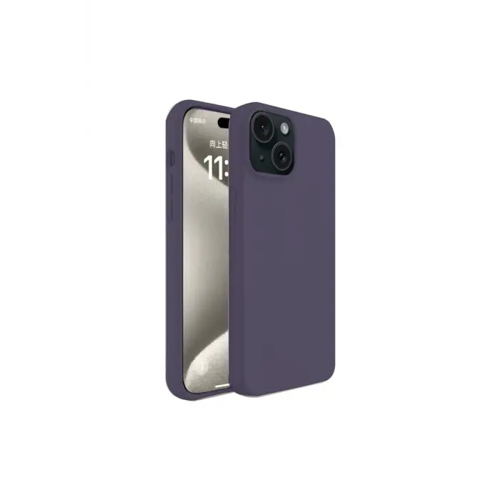 Lopard İphone 15 Kılıf First Silikon - Mürdüm